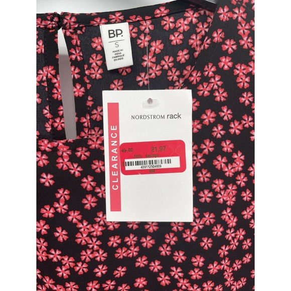BP Black Graphic Blooms Long Sleeve Dress Size Small - Picture 10 of 11